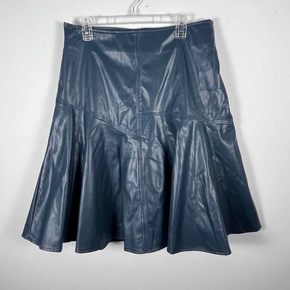 Adina Drop Hem Faux Leather Skirt Women XL Deep Teal Fall Edgy Chic 90's Grunge